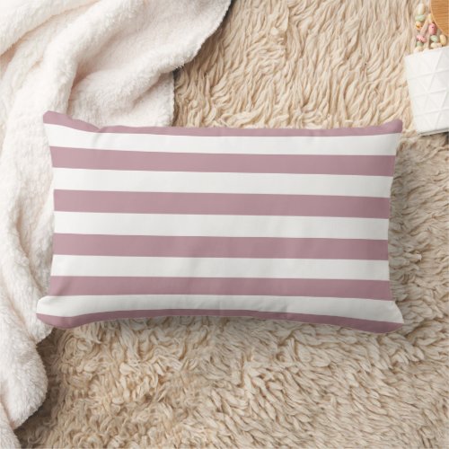 Mauve and White Stripes Lumbar Pillow
