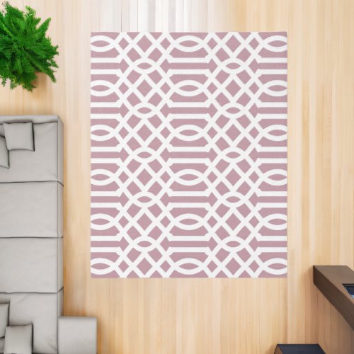 Mauve and White Trellis Pattern Rug