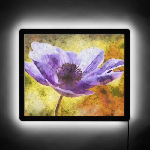 Mauve Anemone Flower Acrylic Painting LED Sign