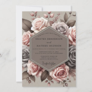Mauve Antique Bloom Wedding Invitation