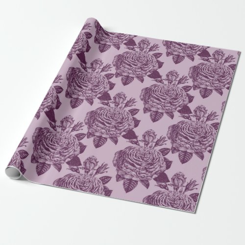 Mauve Antique Rose Pattern Wrapping Paper