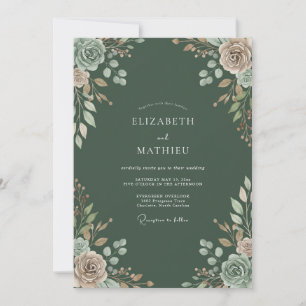 Mauve Aqua Foliage Eucalyptus Wedding Invitation