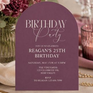Mauve Arch Birthday Invitation Elegant
