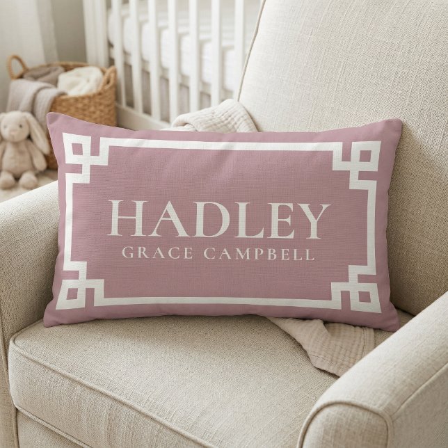 Mauve Baby Name Monogram Lumbar Pillow (Creator Uploaded)