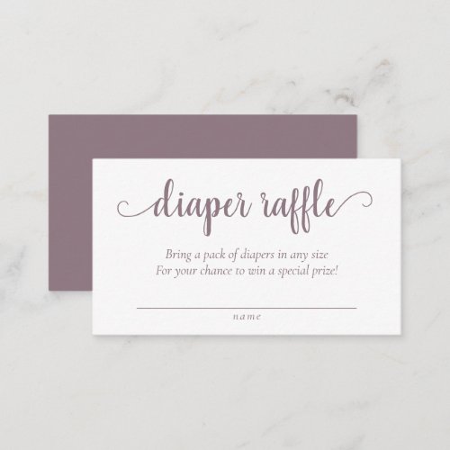 Mauve Baby Shower  Dusty Pink Diaper Raffle Game Enclosure Card