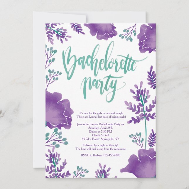 Mauve Bachelorette Party Invitation (Front)