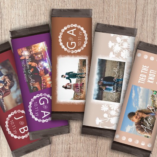 Mauve Beige Wedding Photo Candy Bar Wrapper