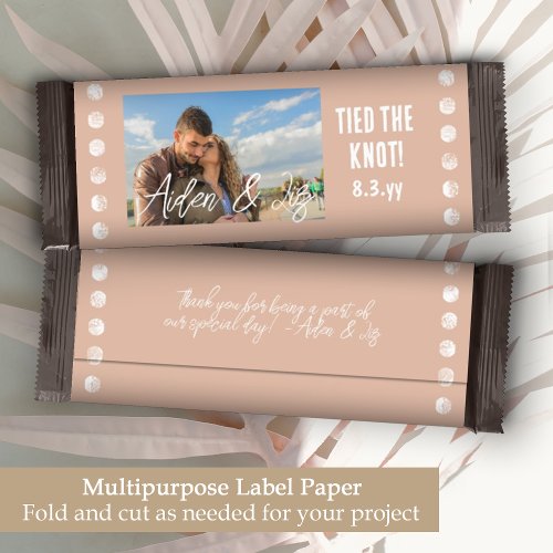 Mauve Beige Wedding Photo Candy Bar Wrapper