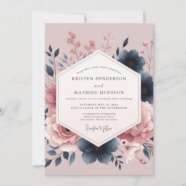 Mauve Bloom Botanical Romance Wedding Invitation (Front)