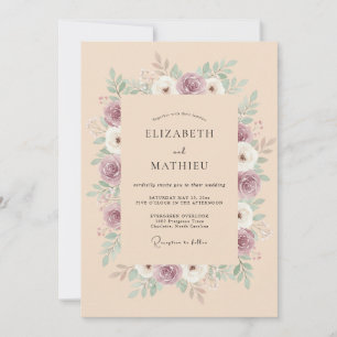Mauve Blossom Botanical Wedding Invitation