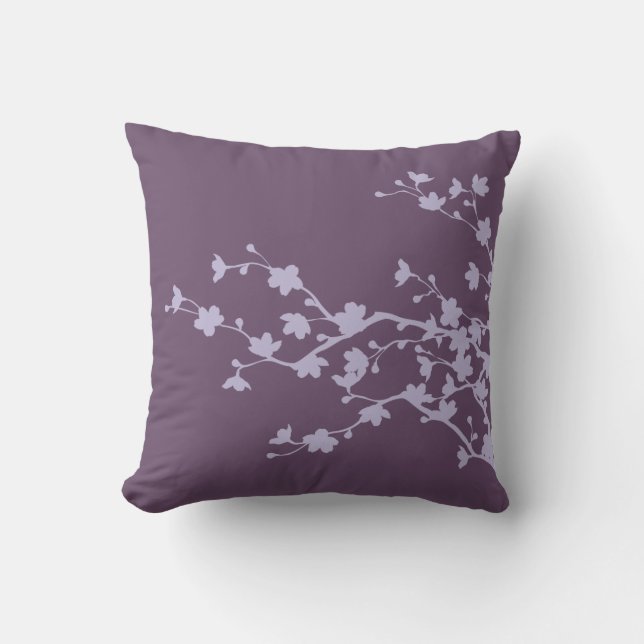 Mauve Blossoms 2 Throw Pillow (Front)