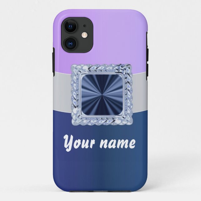 Mauve & blue customizable text Case-Mate iPhone case (Back)