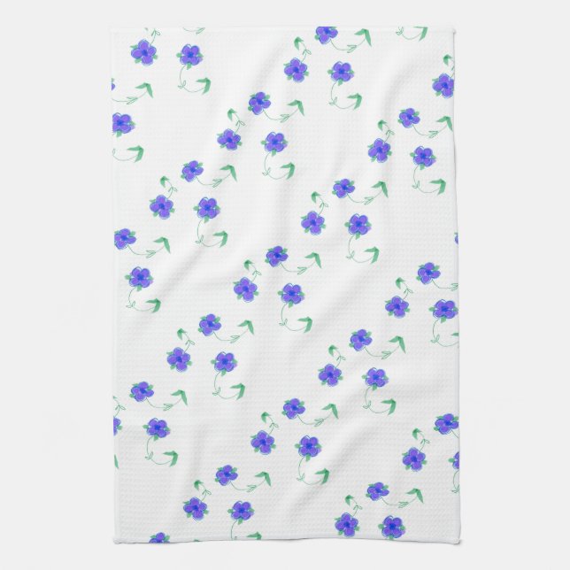 Mauve Blue Floral Towel (Vertical)