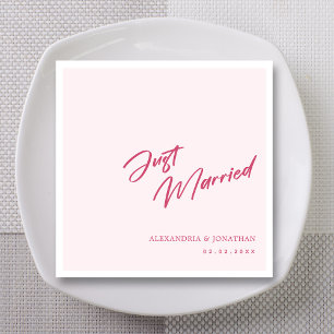 Mauve Blush Handwritten Just Married Napkins