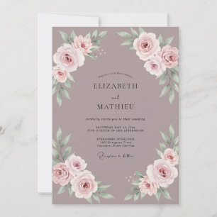 Mauve Blush Peony Wedding Invitation