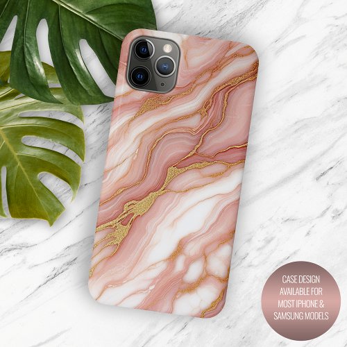 Mauve Blush Pink Red Gold Marble Art Pattern iPhone 15 Pro Max Case