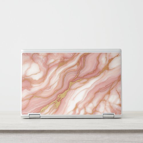 Mauve Blush Pink Red Gold Marble Art Pattern HP Laptop Skin
