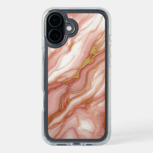 Mauve Blush Pink Red Gold Marble Pattern iPhone 16 Plus Case