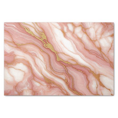 Mauve Blush Pink Red Gold Marble Pattern Tissue Paper