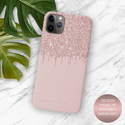 Mauve Blush Pink Rose Gold Glitter Art Pattern iPhone 11 Pro Max Case