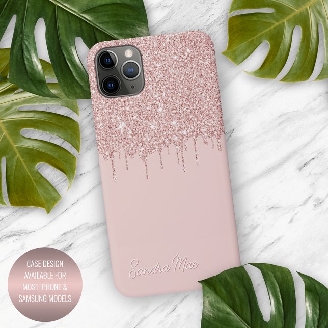 Mauve Blush Pink Rose Gold Glitter Art Pattern iPhone Case (Creator Uploaded)
