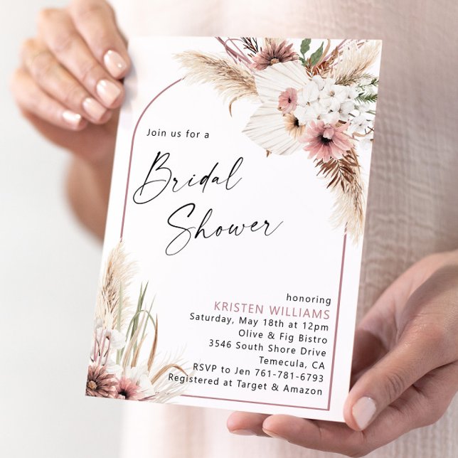 Mauve Boho Floral Bridal Shower Invitation (Creator Uploaded)
