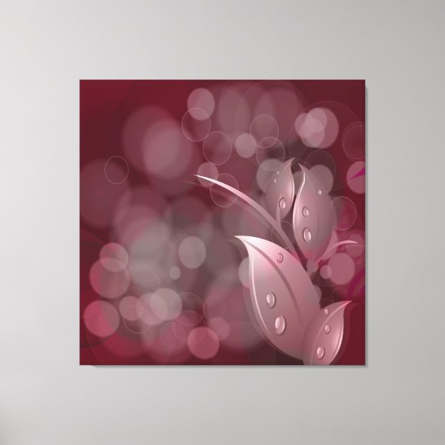 Mauve Bokeh Leaves Wrapped Canvas Print (Front)