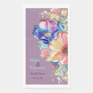 Mauve Bold Wildflower Floral Paper Guest Towels