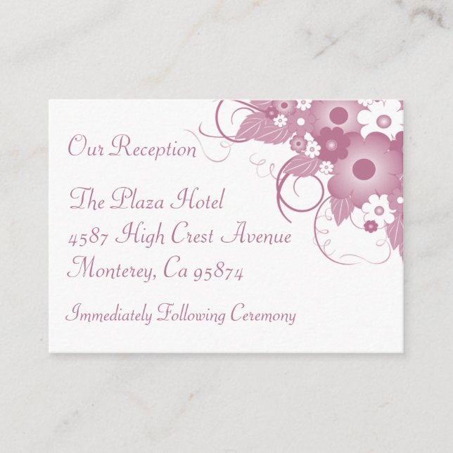 Mauve Bouquet Reception Profile Card (Front)