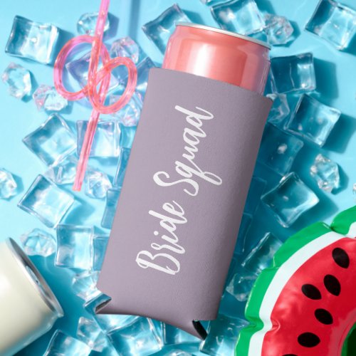 Mauve Bride Squad Bachelorette Party Seltzer Can Cooler