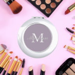 Mauve Bridesmaid Initial and Name Compact Mirror<br><div class="desc">A personalized compact mirror for your wedding bridesmaid or maid or honor that has her initial and name on a trendy,  mauve color background. Edit to replace initial and name. Select your compact mirror style. Customize further to change font styles and sizes if desired.</div>