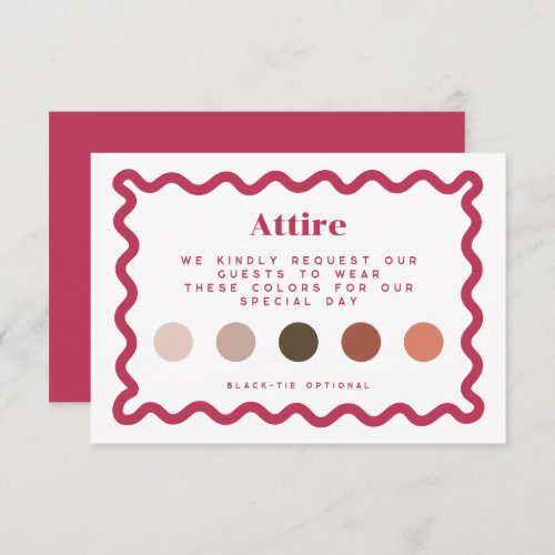 Mauve Brunt Orane  Bronze Rose Dress Code Card