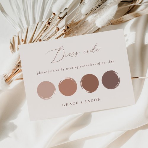 Mauve Brunt Orane  Bronze Rose Dress Code Card
