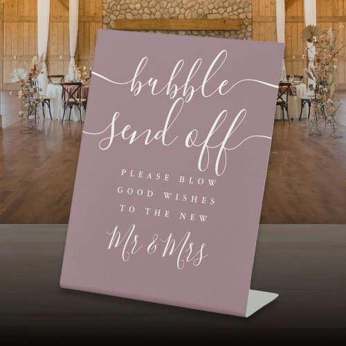 Mauve Bubble Send Off Chic Script Pedestal Sign