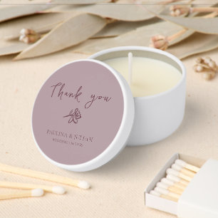 Mauve & Burgundy Floral Thank you Wedding Mini Candle Favors
