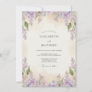 Mauve Buttercream Wisteria Wedding Invitation