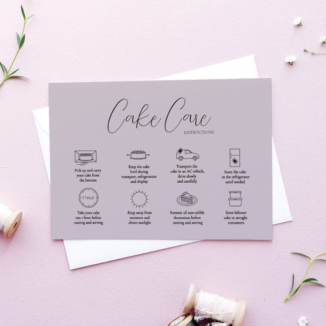 Mauve Cake Care Instruction Card (Creator Uploaded)