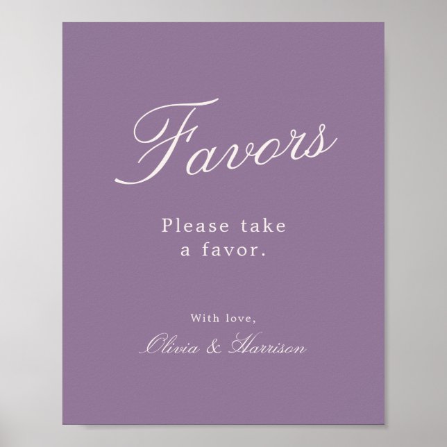 Mauve Calligraphy Wedding Favor Sign (Front)