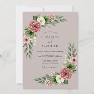 Mauve Captivating Succulent Wedding Invitation
