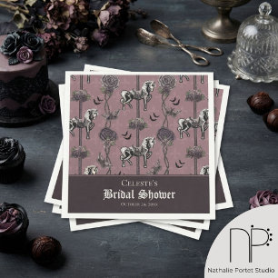 Mauve Carousel Skeleton Horse Pattern Napkins