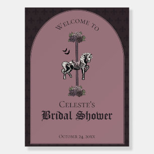Mauve Carousel Skeleton Horse Welcome Sign