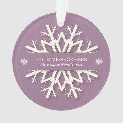 Mauve Christmas Snowflake  Name and Message Photo Ornament