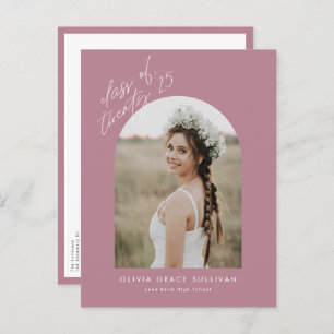 Mauve Class of 2025 Arch Photo Graduation Invitation Postcard