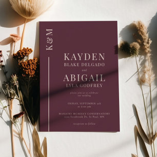 Mauve Clean Line Minimalist Wedding Invitation