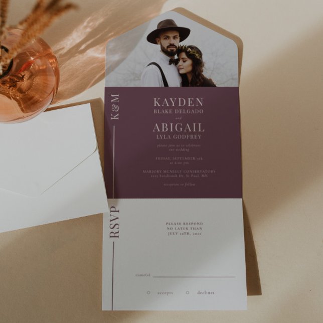 Mauve Clean Line Wedding Invitation (Creator Uploaded)
