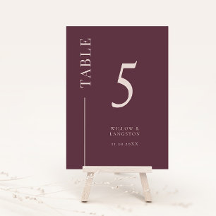 Mauve Clean Line Wedding Table Number