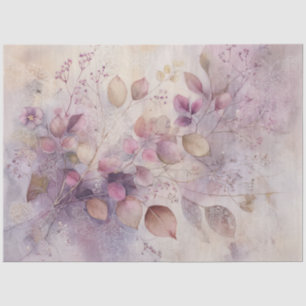 Mauve Collage Watercolor Leaves & Vintage Lace Tissue Paper