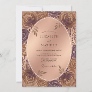 Mauve Copper Painted Wedding Invitation