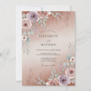 Mauve Copper Petal Wedding Invitation