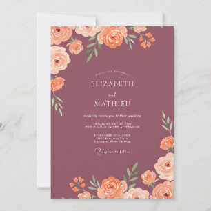 Mauve Coral Petal Wedding Invitation